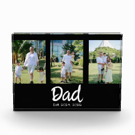 Dad Established 白抜きスクリプト 3枚の写真 フォトブロック