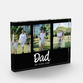 Dad Established 白抜きスクリプト 3枚の写真 フォトブロック
