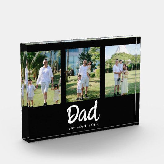 Dad Established 白抜きスクリプト 3枚の写真 フォトブロック (左)