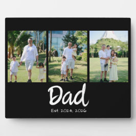 Dad Established 白抜きスクリプト 3枚の写真 フォトプラーク