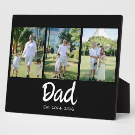 Dad Established 白抜きスクリプト 3枚の写真 フォトプラーク