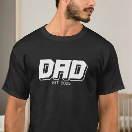 Dad Established 2025 ボールドタイポグラフィーTシャツ Tシャツ