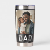 Dad Established 2 Photo Collage Customized Black 保温保冷タンブラー (正面)