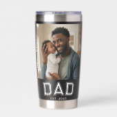 Dad Established 2 Photo Collage Customized Black 保温保冷タンブラー (背面)