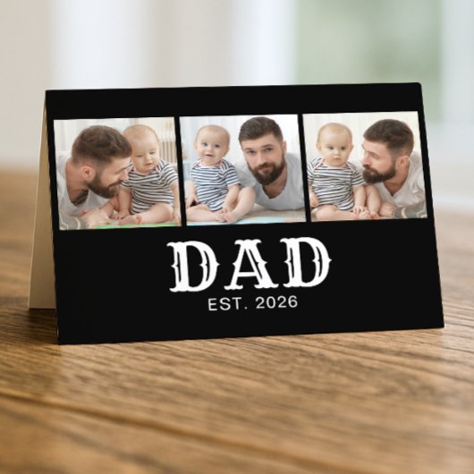 Dad Established 3枚の写真 モノクロ 父の日 カード