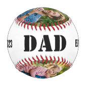 Dad Established 3 写真 ブラック テキスト ホワイト 野球ボール (裏面)