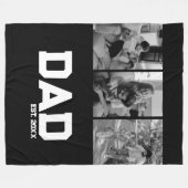 Dad Established 3 Photo Black & White Year  フリースブランケット (正面(横))
