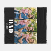 Dad Established 3-Photo Bold White & Black Modern フリースブランケット (正面(横))