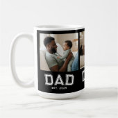 Dad Established 3 Photo Collage Custom White Black コーヒーマグカップ (左)