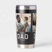 Dad Established 3 Photo Collage Customized Black 保温保冷タンブラー (正面)