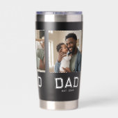 Dad Established 3 Photo Collage Customized Black 保温保冷タンブラー (背面)