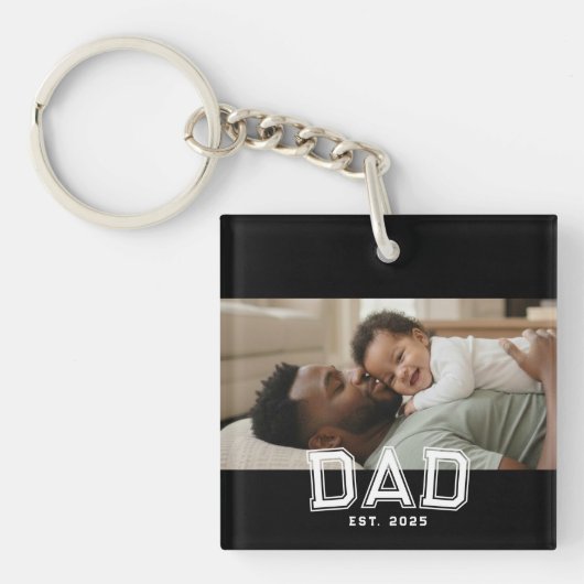Dad Established Black Bold Photo キーホルダー (正面)