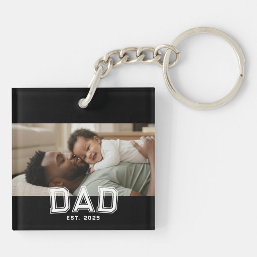 Dad Established Black Bold Photo キーホルダー (裏面)