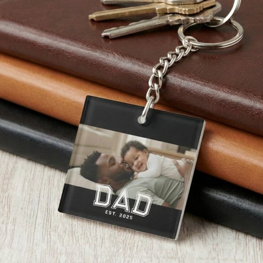 Dad Established Black Bold Photo キーホルダー