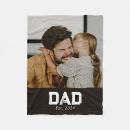 Dad Established Black Modern Bold Photo フリースブランケット