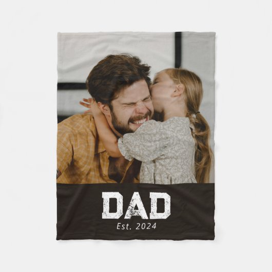 Dad Established Black Modern Bold Photo フリースブランケット (正面)