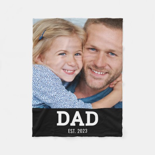Dad Established Black Modern Photo フリースブランケット (正面)