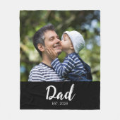 Dad Established Black Modern Script Photo  フリースブランケット (正面)