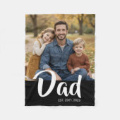 Dad Established Black Modern Script Photo フリースブランケット (正面)