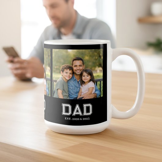 Dad Established Black Photo Modern Typography Gift コーヒーマグカップ