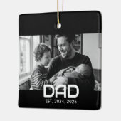 Dad Established Black White Bold Photo  セラミックオーナメント (左)