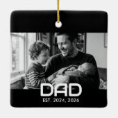 Dad Established Black White Bold Photo  セラミックオーナメント (裏面)