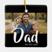 Dad Established Black White Script Photo セラミックオーナメント (正面)