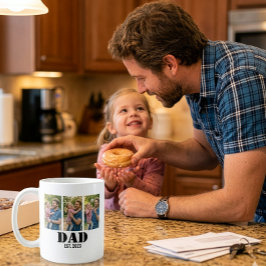 Dad Established Bold Black Font 3 Photos コーヒーマグカップ