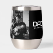 Dad Established Bold Black Photo Thermal Wine Tumb (背面)