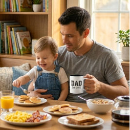 Dad Established Bold Black Text Black ツートーンマグカップ