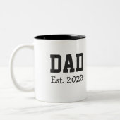 Dad Established Bold Black Text Black ツートーンマグカップ (左)