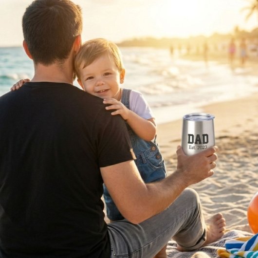 Dad Established Bold Black Text Stainless Steele