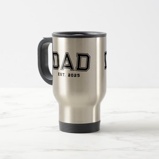 Dad Established Bold Black Year New Dad Gift トラベルマグ (正面左)