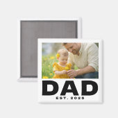 Dad Established Bold Photo Gift マグネット (正面/裏面)