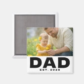 Dad Established Bold Photo Gift Magnet マグネット (正面/裏面)
