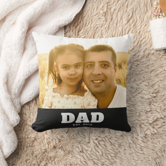 Dad Established Bold White & Black Photo クッション (ブランケット)