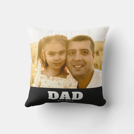 Dad Established Bold White & Black Photo クッション (裏面)