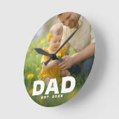 Dad Established Bold White Modern Photo ラウンド壁時計 (傾斜)