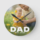 Dad Established Bold White Modern Photo ラウンド壁時計 (正面)
