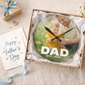 Dad Established Bold White Modern Photo ラウンド壁時計