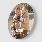 Dad Established Bold White Typography Photo ラージ壁時計 (傾斜)