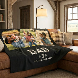 Dad Established Classic Bold White Black 3 Photo フリースブランケット