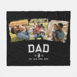 Dad Established Classic Bold White Black 3 Photo フリースブランケット