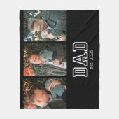 Dad Established Custom Year 3 Photo フリースブランケット (正面)