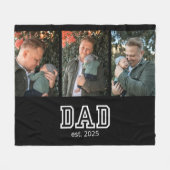 Dad Established Custom Year 3 Photo フリースブランケット (正面(横))