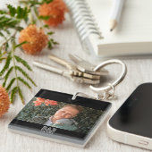 Dad Established Custom Year Photo Father Keepsake キーホルダー (正面右)