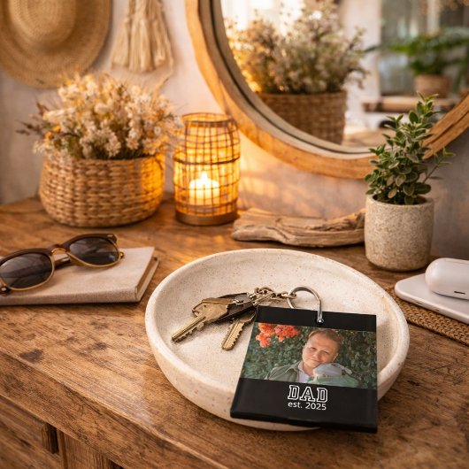 Dad Established Custom Year Photo Father Keepsake キーホルダー