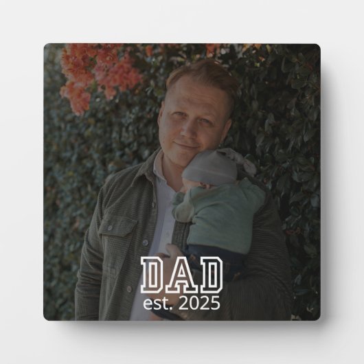 Dad Established Custom Year Photo Father Keepsake フォトプラーク (正面)