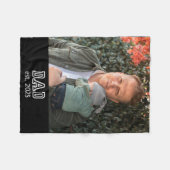 Dad Established Custom Year Photo Father Keepsake フリースブランケット (正面(横))