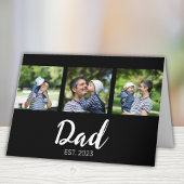 Dad Established Elegant Script Black 3 Photo カード